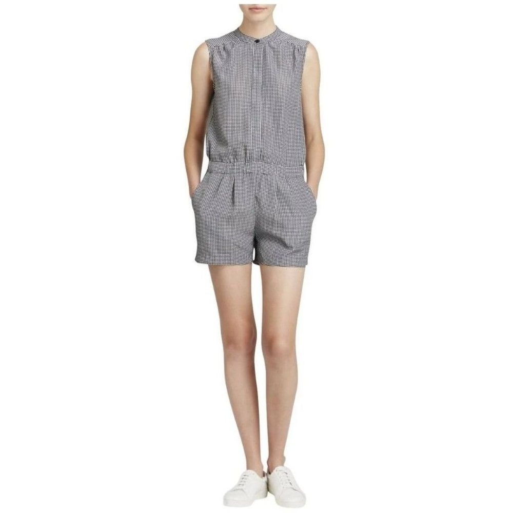Michael Kors Houndstooth Silky Sleeveless Button-on Romper, NWOT, Sz S